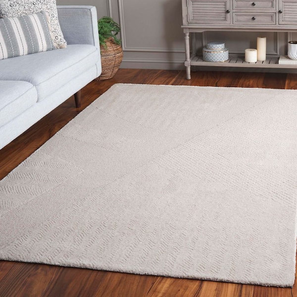Pine 8 ft. x 10 ft. Ivory Wavy Solid Area Rug