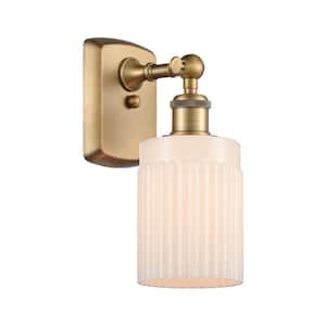 Hadley 1-Light Brushed Brass Matte White Wall Sconce with Matte White Glass Shade