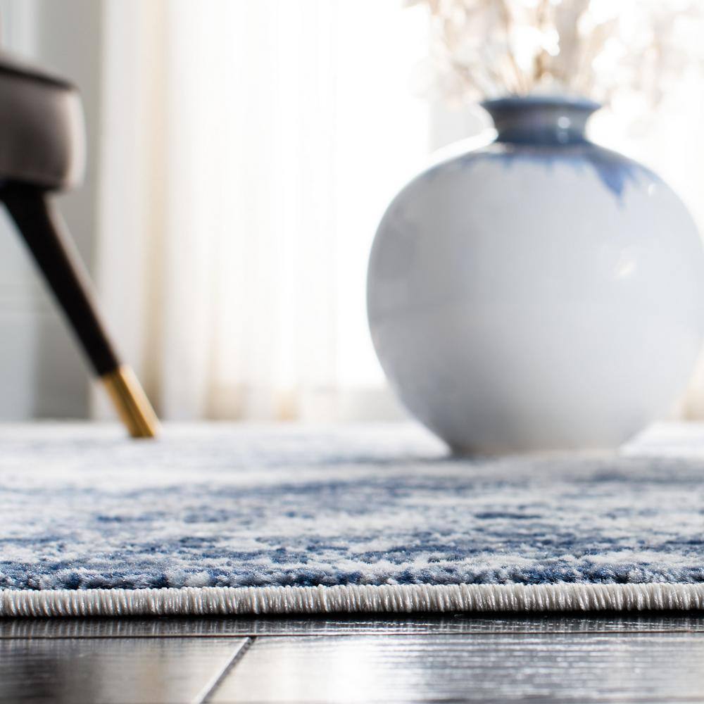 Amelia Navy and Gray Abstract Runner Rug