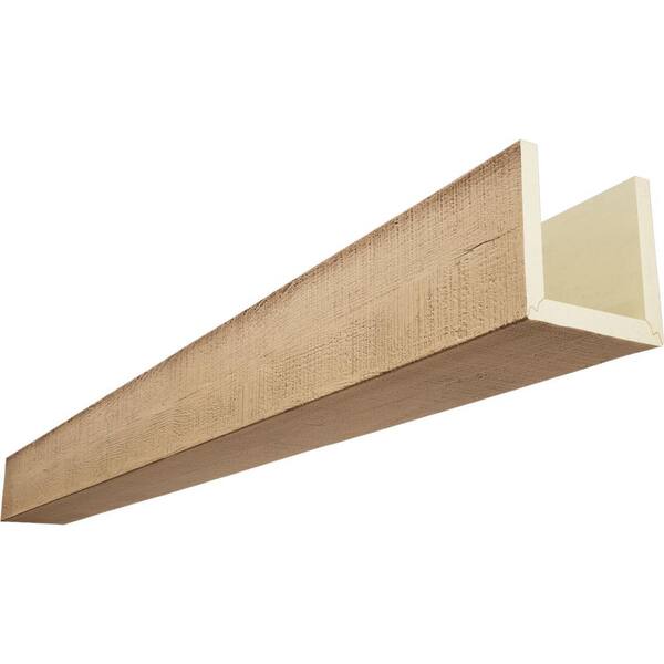 Ekena Millwork Endurathane 4 in. H x 12 in. W x 8 ft. L Rough Cedar Buttercream Faux Wood Beam