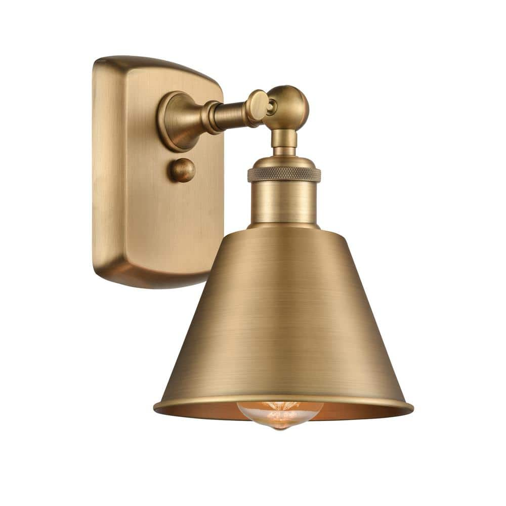 Smithfield 1-Light Brushed Brass Wall Sconce with Brushed Brass Metal Shade -  Innovations, 516-1W-BB-M8