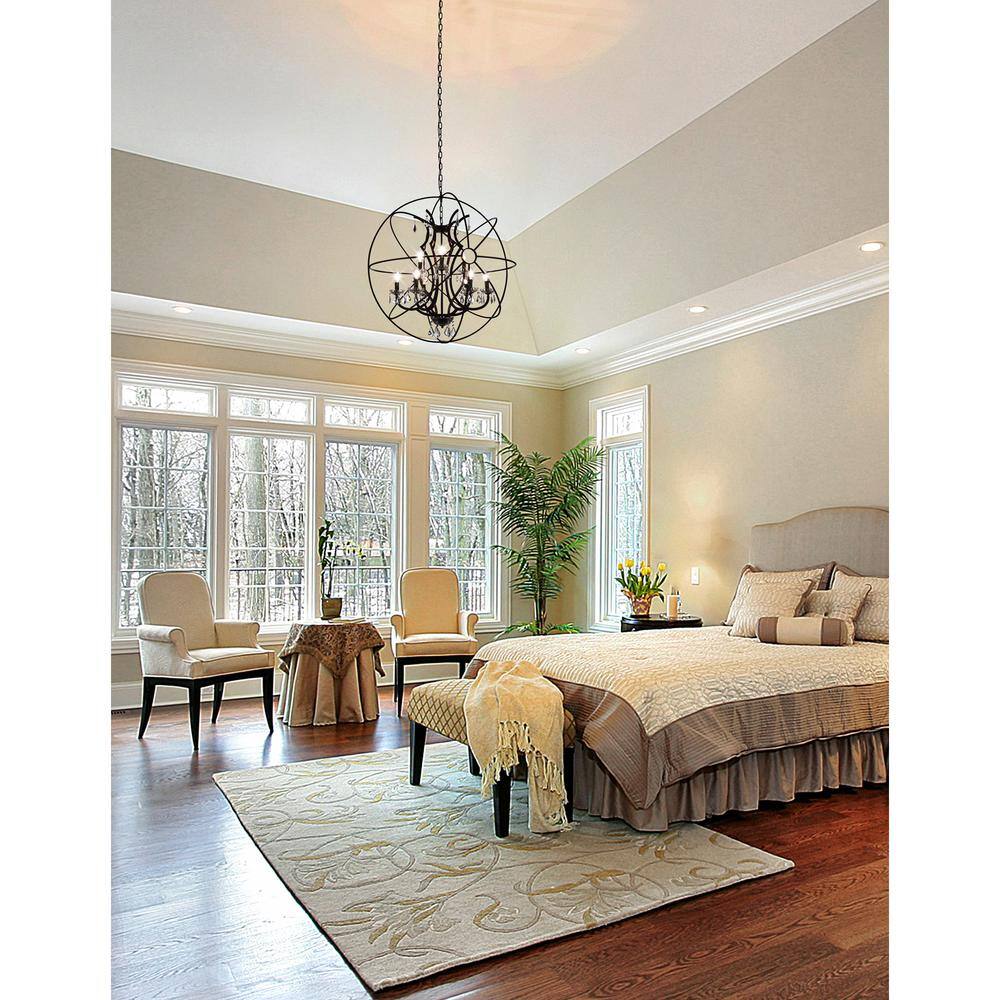 Campechia 9-Light Brown Metal and Crystal Chandelier