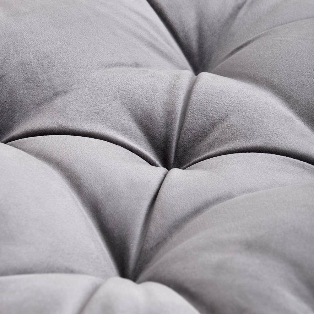 Gray Square Tufted Faux Velvet Floor Pillow