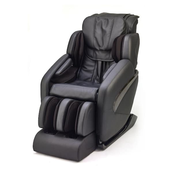  Jin Black Contemporary Synthetic Leather SL Track Deluxe Zero Gravity Massage Chair | The Home Depot