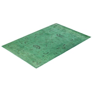 Fine Vibrance Green 4 ft. x 6 ft. Solid Wool Indoor Area Rug