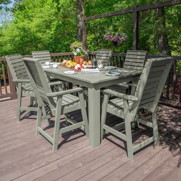Highwood Weatherley Eucalyptus Counter Height Plastic Outdoor Dining Set in Eucalyptus Set of 6