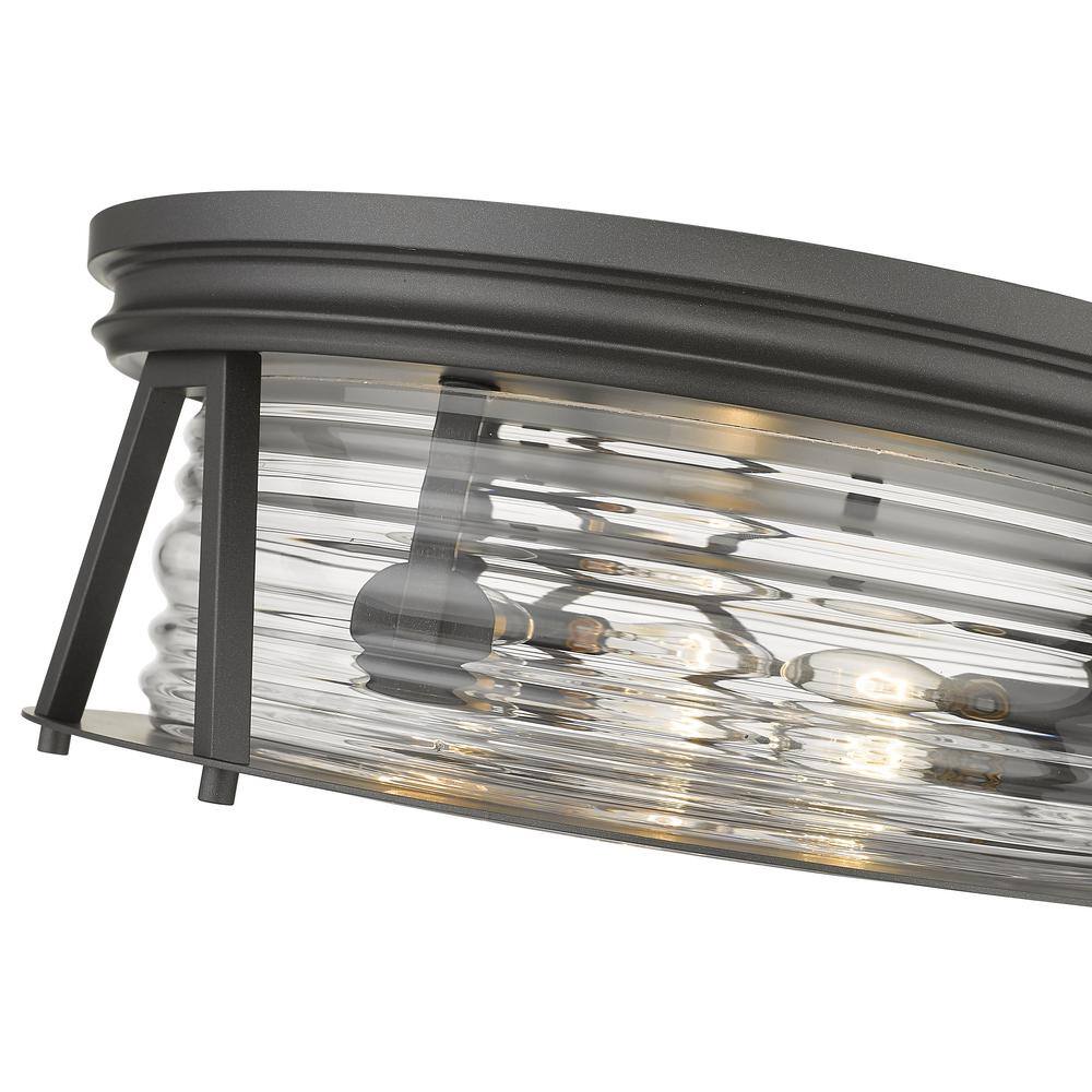 Cape Harbor 16'' Bronze and Glass Transitional Flush Mount Light