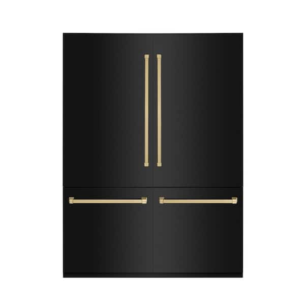 Autograph Edition 60 in. 4-Door French Door Refrigerator w/ Ice & Water Dispenser in Black Stainless & Champagne Bronze