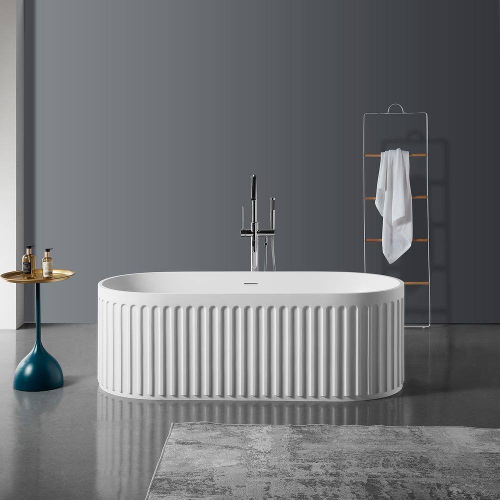 Stone Resin 67 in. x 29.5 in. Soaking Bathtub Center Drain in Matte White price history on PriceWatchPro