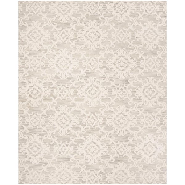 Blossom 10 ft. x 14 ft. Gray/Ivory Oriental Area Rug