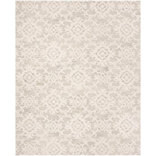 SAFAVIEH Blossom Gray/Ivory 9 ft. x 12 ft. Floral Antique Area Rug