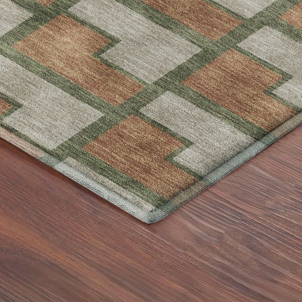 Mayfield Premium Machine Washable Abstract AMF2416 Copper 9 ft. x 12 ft. Area Rug