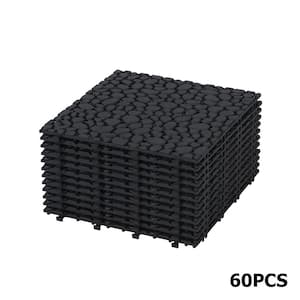 1 ft. x 1 ft. All-Weather Outdoor Plastic Composite Interlocking Deck Tiles in Black, Waterproof Anti-Slip (60 Per Case)