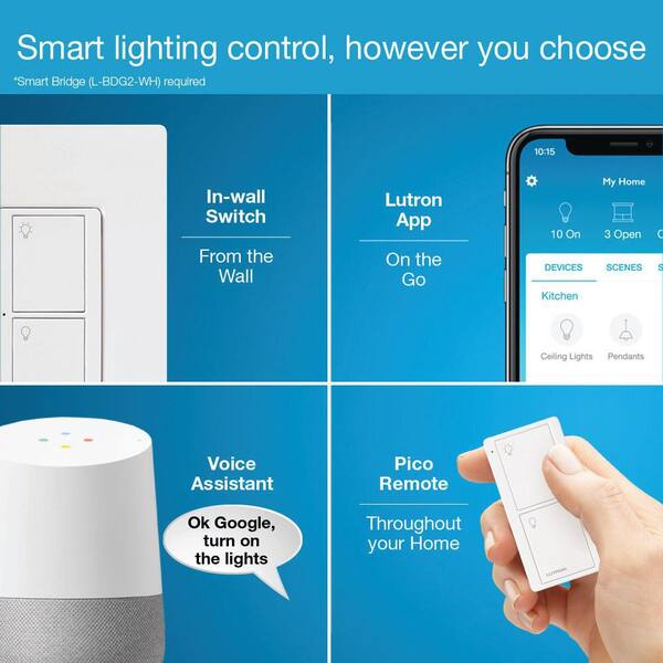 White QTY 10 Caseta Wireless Smart Lighting Switch for All Bulb Types and Fans 