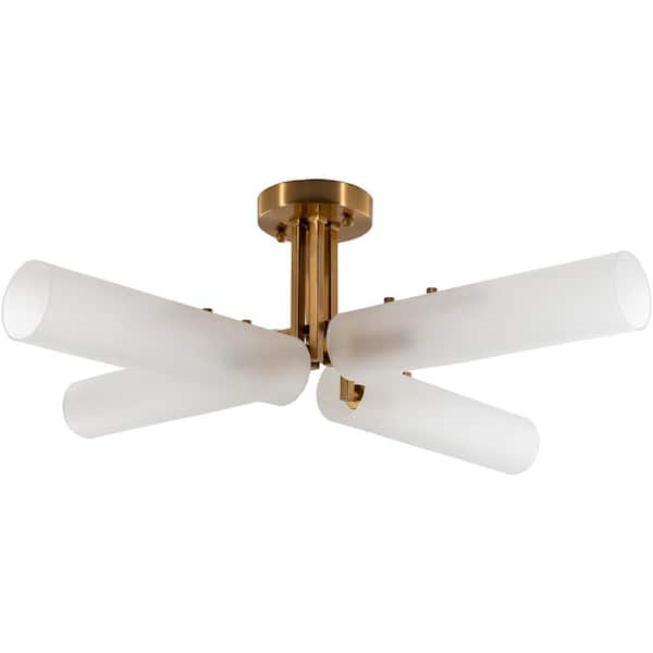 Hayeson 4-Light Brass Glass Chandelier