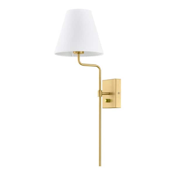 Home Decorators Collection Fanelle 8 in. 1-Light Aged Brass Wall Sconce