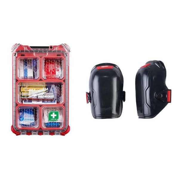 Milwaukee Class A Type 3 Compact Packout First Aid Kit (79-Piece) with High Performance Stabilizing Shell Knee Pad