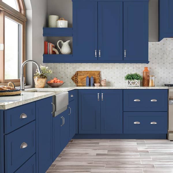 Behr Premium 1 Gal S H 580 Navy Blue Satin Enamel Interior Exterior Cabinet Door Trim Paint 752301 - Best Navy Paint For Kitchen Cabinets