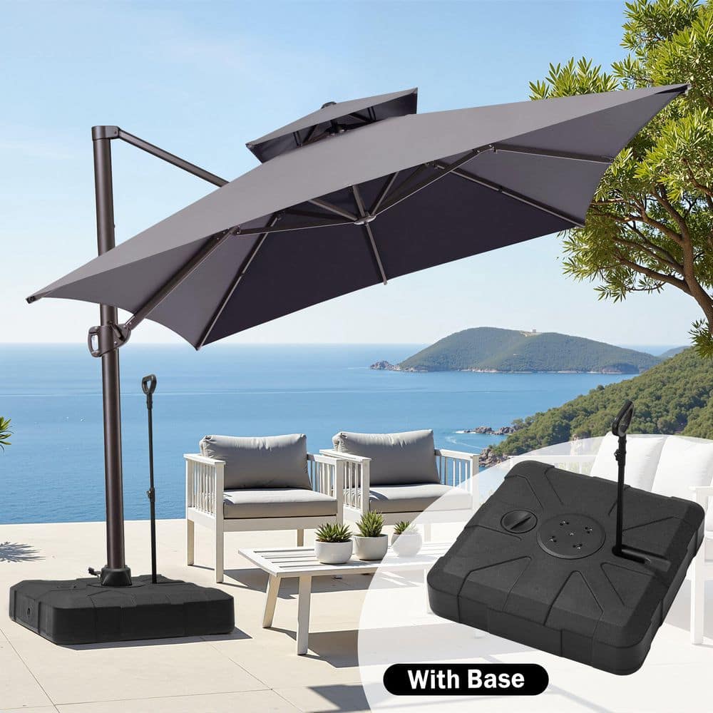13 ft. x 10 ft. Double Top Rectangular Cantilever Patio Umbrella in Dark Gray with 300 lbs. Base Stand in Black price history on PriceWatchPro