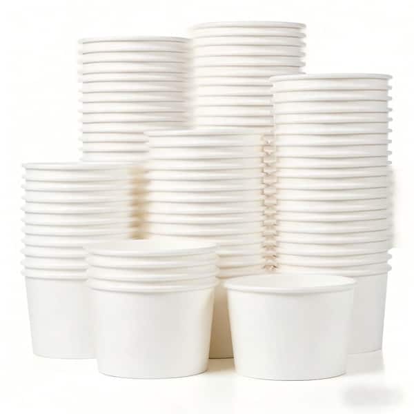 9 fl. oz. White Paper Disposable Treat Cups, Leak-Resistant for Ice Cream, Perfect for Summer Parties (Set of 100)