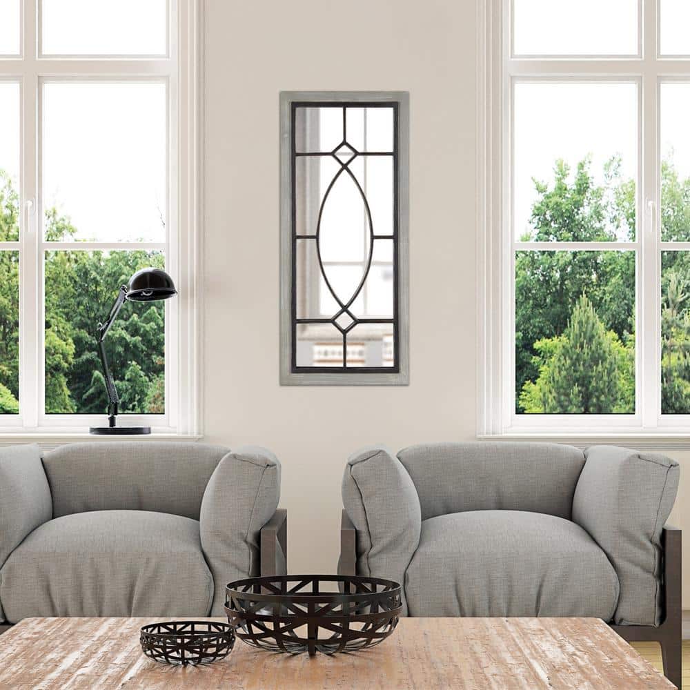 Bakersfield Gray Wood Framed Farmhouse Wall Mirror