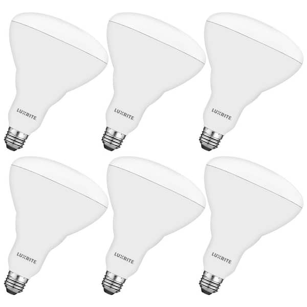 LUXRITE 85-Watt Equivalent BR40 LED Light Bulb 3500K Natural White 1100 Lumens 13-W Dimmable Damp Rated UL Listed E26 6-Pack