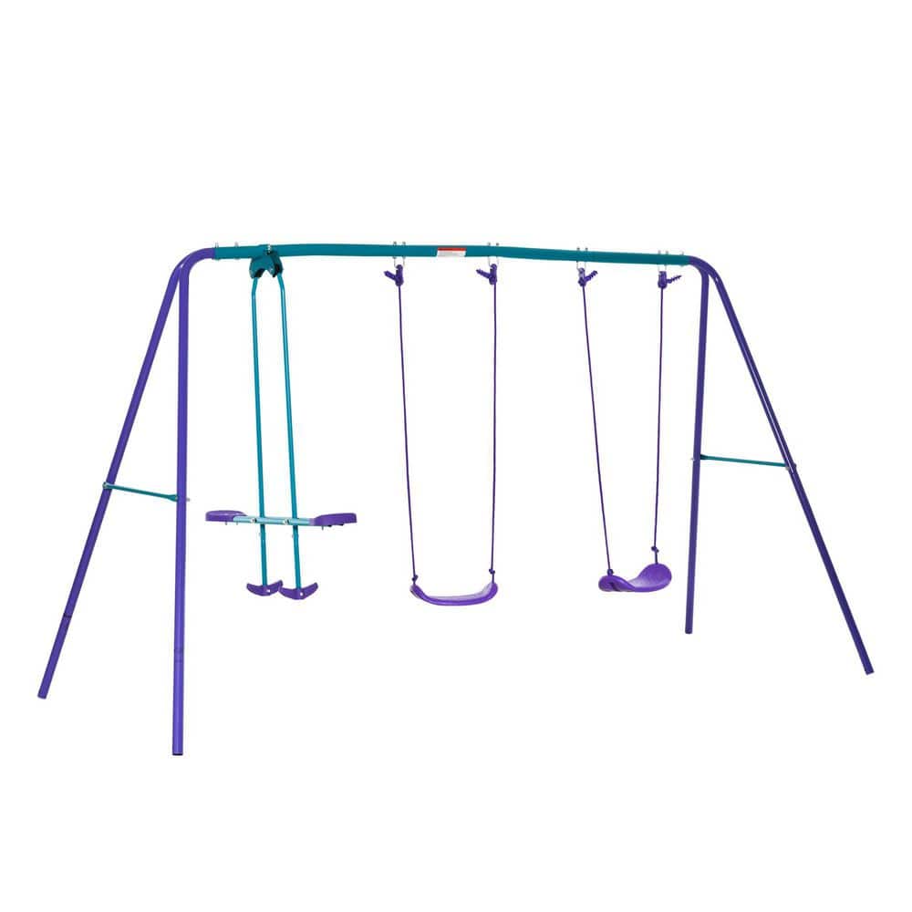 Metal Swing Set with Glider, Two Swing Seats and Adjustable Height, Outdoor Heavy Duty A-Frame price history on PriceWatchPro