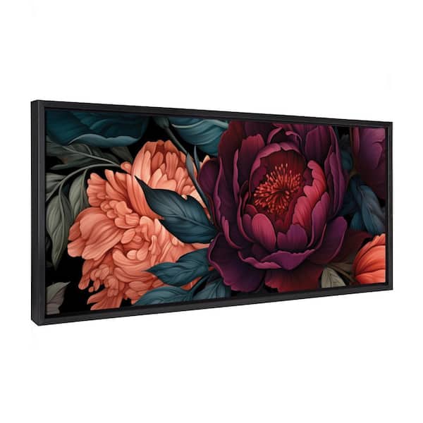Kate and Laurel Sylvie Dark Academia Floral Framed Canvas by the Creative Bunch Studio (Set of 1) Nature Art Print 18.00 in. x 40.00 in.