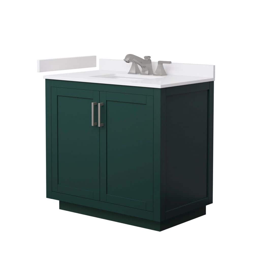 Miranda 36 in. Single Freestanding Green Bath Vanity with White Cultured Marble Top Assembled price history on PriceWatchPro