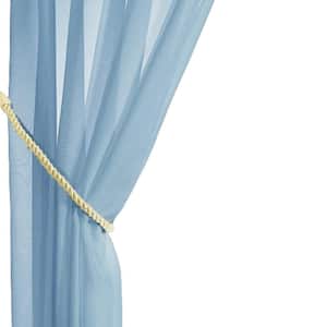 Waterproof Outdoor Patio Curtain Detachable Sticky Tab Top for Easy Hanging, Unsling with 1 Curtain Rope in Navy Blue