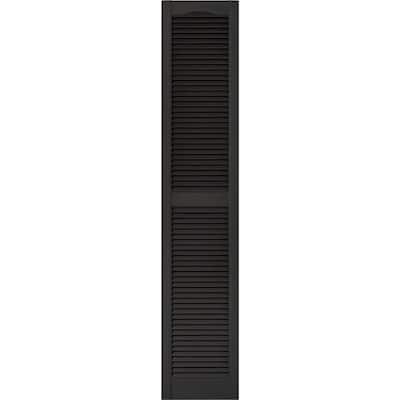 14.5 in. x 75 in. Louvered Vinyl Exterior Shutters Pair in Black