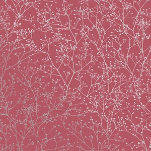 Clarissa Hulse Gypsophila Raspberry and Silver Removable Wallpaper