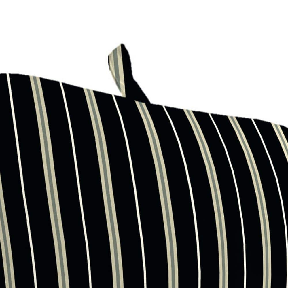 Platt Ink Black Stripe Outdoor Chaise Lounge Cushion with Ties