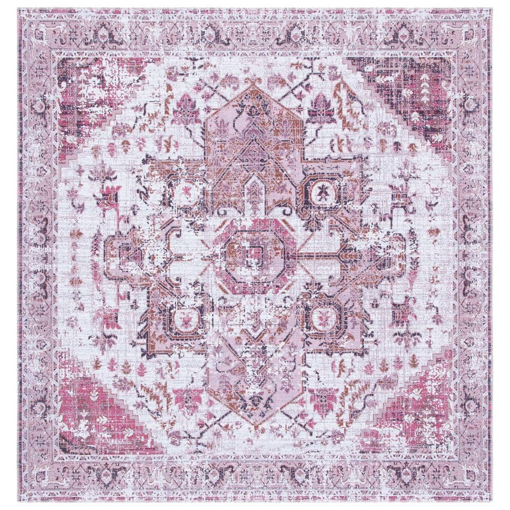 Ivory and Rust Hand-Knotted Washable Square Rug