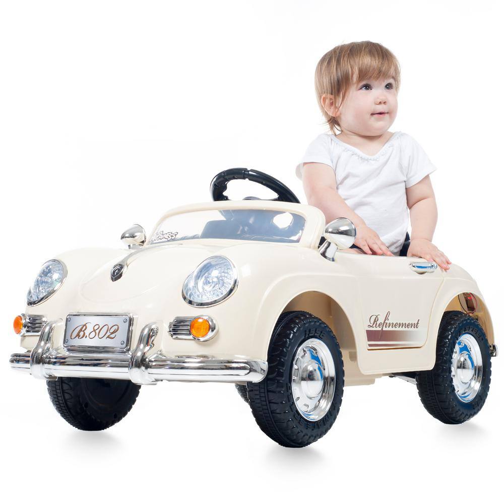Cream Classic 6V Battery Powered Ride-On Car with Remote