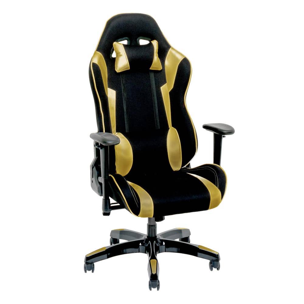 Sober Syd Smuk kvinde CORLIVING Black and Gold High Back Ergonomic Office Gaming Chair with  Height Adjustable Arms LOF-802-G - The Home Depot