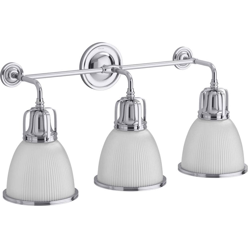 Hauksbee 1920s Inspired Polished Chrome 3-Light Bell Sconce