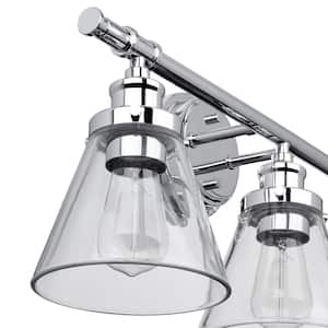 Parker 3-Light Chrome Vanity Light With Clear Glass Shades and Bath Set (5-Piece)