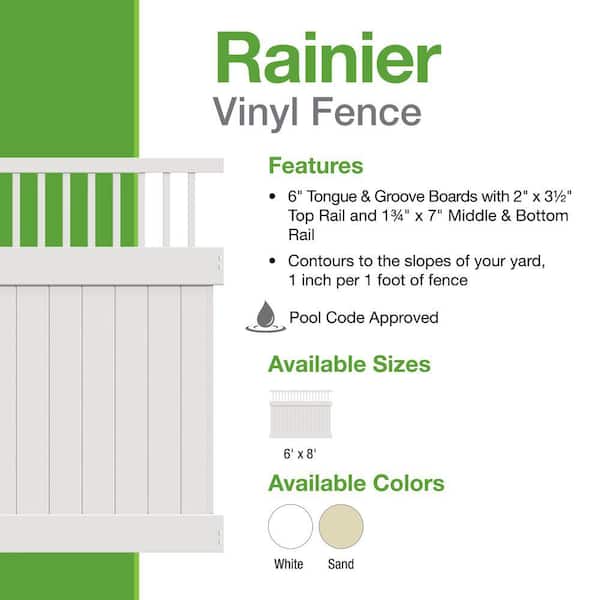 Barrette Outdoor Living Rainier 6x8 Sand Vinyl Fence Panel