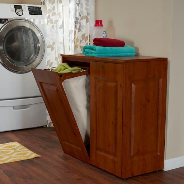 Brown Tilt Out Hamper with Cabinet Storage