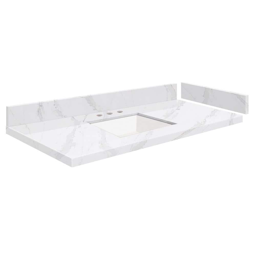 Silestone 42.75 in. W x 22.25 in. D Quartz White Rectangular Single Sink Vanity Top in Calacatta Gold price history on PriceWatchPro
