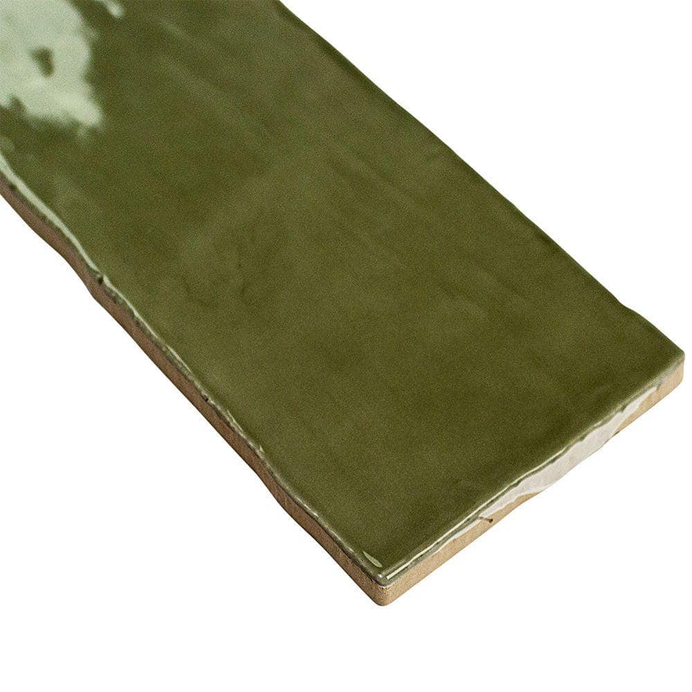 Messi 3" x 12" Polished Green Ceramic Subway Wall Tile
