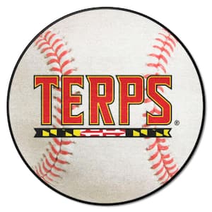 Maryland Terrapins White 2 ft. Round Baseball Area Rug