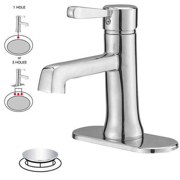 BWE Single Hole Single-Handle Bathroom Faucet in Polished Chrome