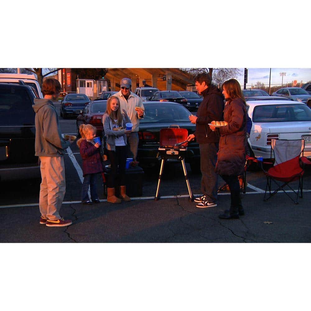 Red Compact Portable Propane Gas Grill with Telescoping Base