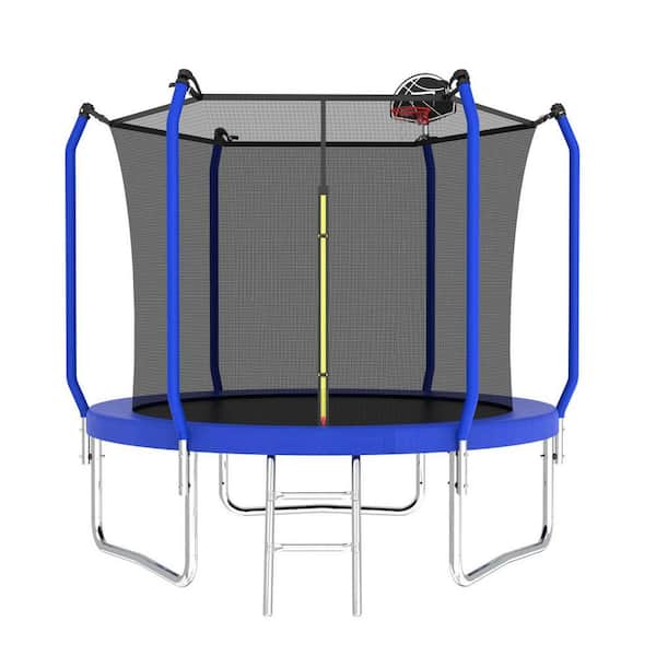 Unbranded 8 ft. Trampoline with Basketball Hoop, ASTM Approved Reinforced Type Outdoor Trampoline with Enclosure Net