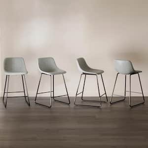 Alexander 24 in. Gray Faux Leather Bar Stool Low Back Metal Frame Counter Height Bar Stool (Set of 7)