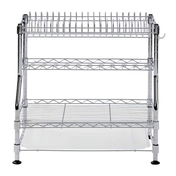 Muscle Rack 17 in. H x 18 in. W x 12 in. D 3-Tier Chrome Wire Dish Rack