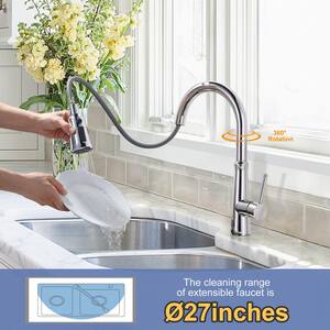 Single Handle Pull Down Sprayer Kitchen Faucet with 3-Function Sprayer in Chrome