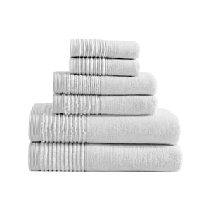 Sculpted Pleat Solid 3-Piece Gray Cotton Towel Set